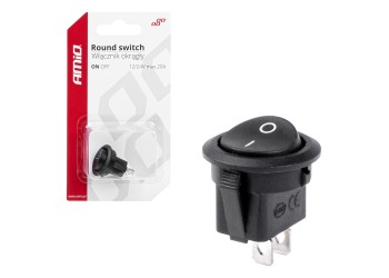 Amio - ΔΙΑΚΟΠΤΗΣ ON/OFF 2 ΕΠΑΦΩΝ 12V 20A ΣΤΡΟΓΓΥΛΟΣ Φ20mm ΜΑΥΡΟΣ - 1 τεμ. (03083/AM)