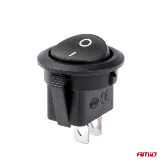 Amio - ΔΙΑΚΟΠΤΗΣ ON/OFF 2 ΕΠΑΦΩΝ 12V 20A ΣΤΡΟΓΓΥΛΟΣ Φ20mm ΜΑΥΡΟΣ - 1 τεμ. (03083/AM)
