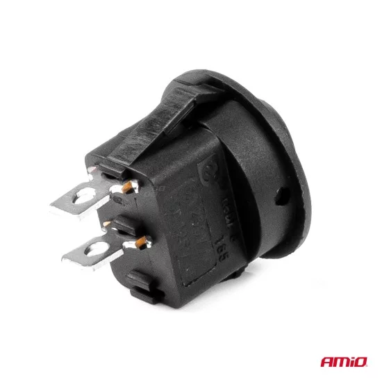 Amio - ΔΙΑΚΟΠΤΗΣ ON/OFF 2 ΕΠΑΦΩΝ 12V 20A ΣΤΡΟΓΓΥΛΟΣ Φ20mm ΜΑΥΡΟΣ - 1 τεμ. (03083/AM)