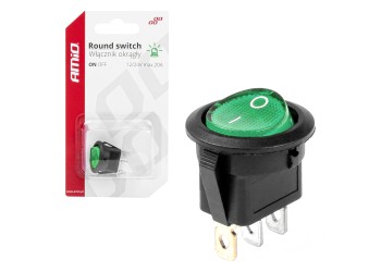 Amio - ΔΙΑΚΟΠΤΗΣ ON/OFF 3 ΕΠΑΦΩΝ 12/24V ΣΤΡΟΓΓΥΛΟΣ ΠΡΑΣΙΝΟΣ ΦΩΤΙΣΜΟΣ - 1 ΤΕΜ. (03084/AM)