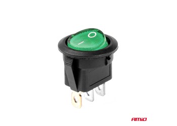 Amio - ΔΙΑΚΟΠΤΗΣ ON/OFF 3 ΕΠΑΦΩΝ 12/24V ΣΤΡΟΓΓΥΛΟΣ ΠΡΑΣΙΝΟΣ ΦΩΤΙΣΜΟΣ - 1 ΤΕΜ. (03084/AM)