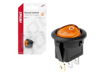 Amio - ΔΙΑΚΟΠΤΗΣ ON/OFF 3 ΕΠΑΦΩΝ 12/24V 20A ΣΤΡΟΓΓΥΛΟΣ ΜΕ ΚΙΤΡΙΝΟ ΦΩΤΙΣΜΟ - 1 ΤΕΜ. (03085/AM)