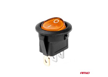 Amio - ΔΙΑΚΟΠΤΗΣ ON/OFF 3 ΕΠΑΦΩΝ 12/24V 20A ΣΤΡΟΓΓΥΛΟΣ ΜΕ ΚΙΤΡΙΝΟ ΦΩΤΙΣΜΟ - 1 ΤΕΜ. (03085/AM)