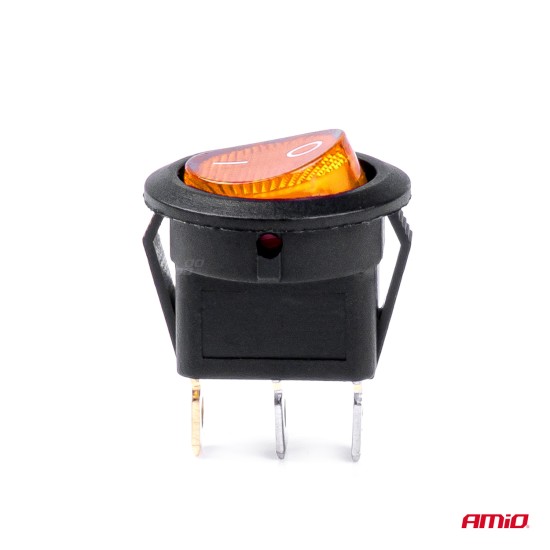 Amio - ΔΙΑΚΟΠΤΗΣ ON/OFF 3 ΕΠΑΦΩΝ 12/24V 20A ΣΤΡΟΓΓΥΛΟΣ ΜΕ ΚΙΤΡΙΝΟ ΦΩΤΙΣΜΟ - 1 ΤΕΜ. (03085/AM)