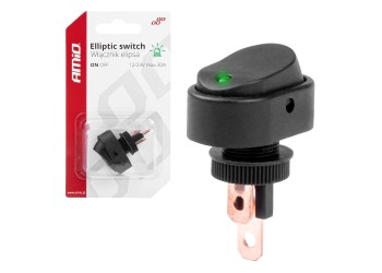 Amio - ΔΙΑΚΟΠΤΗΣ ON/OFF 3 ΕΠΑΦΩΝ ΜΕ LED ΠΡΑΣΙΝΟ 12/24V Φ12mm 30A ΜΕ ΣΠΕΙΡΩΜΑ ΟΒΑΛ - 1 ΤΕΜ. (03087/AM)