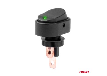 Amio - ΔΙΑΚΟΠΤΗΣ ON/OFF 3 ΕΠΑΦΩΝ ΜΕ LED ΠΡΑΣΙΝΟ 12/24V Φ12mm 30A ΜΕ ΣΠΕΙΡΩΜΑ ΟΒΑΛ - 1 ΤΕΜ. (03087/AM)