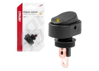 Amio - ΔΙΑΚΟΠΤΗΣ ON/OFF 3 ΕΠΑΦΩΝ ΜΕ LED ΚΙΤΡΙΝΟ 12/24V Φ12mm 30A ΜΕ ΣΠΕΙΡΩΜΑ ΟΒΑΛ - 1 ΤΕΜ. (03088/AM)