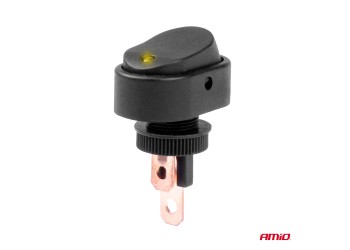 Amio - ΔΙΑΚΟΠΤΗΣ ON/OFF 3 ΕΠΑΦΩΝ ΜΕ LED ΚΙΤΡΙΝΟ 12/24V Φ12mm 30A ΜΕ ΣΠΕΙΡΩΜΑ ΟΒΑΛ - 1 ΤΕΜ. (03088/AM)