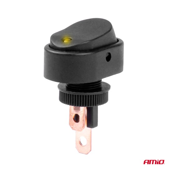 Amio - ΔΙΑΚΟΠΤΗΣ ON/OFF 3 ΕΠΑΦΩΝ ΜΕ LED ΚΙΤΡΙΝΟ 12/24V Φ12mm 30A ΜΕ ΣΠΕΙΡΩΜΑ ΟΒΑΛ - 1 ΤΕΜ. (03088/AM)