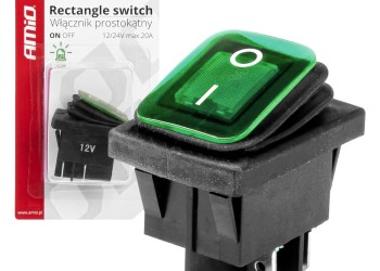 Amio - ΔΙΑΚΟΠΤΗΣ ON/OFF 4 ΕΠΑΦΩΝ 20A 12/24V ΠΡΑΣΙΝΟΣ ΦΩΤΙΣΜΟΣ ΟΡΘΟΓΩΝΙΟΣ - 1 ΤΕΜ. (03090/AM)