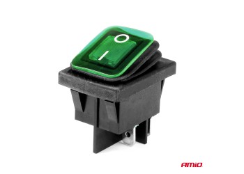 Amio - ΔΙΑΚΟΠΤΗΣ ON/OFF 4 ΕΠΑΦΩΝ 20A 12/24V ΠΡΑΣΙΝΟΣ ΦΩΤΙΣΜΟΣ ΟΡΘΟΓΩΝΙΟΣ - 1 ΤΕΜ. (03090/AM)