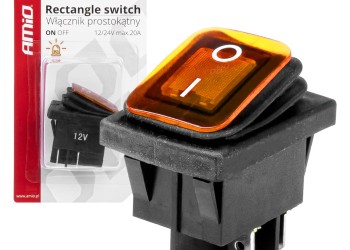 Amio - ΔΙΑΚΟΠΤΗΣ ON/OFF 4 ΕΠΑΦΩΝ 20A 12/24V ΚΙΤΡΙΝΟΣ ΦΩΤΙΣΜΟΣ ΟΡΘΟΓΩΝΙΟΣ - 1 ΤΕΜ. (03091/AM)