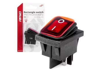 Amio - ΔΙΑΚΟΠΤΗΣ ON/OFF 4 ΕΠΑΦΩΝ 20A 12/24V ΚΟΚΚΙΝΟΣ ΦΩΤΙΣΜΟΣ ΟΡΘΟΓΩΝΙΟΣ - 1 ΤΕΜ. (03092/AM)
