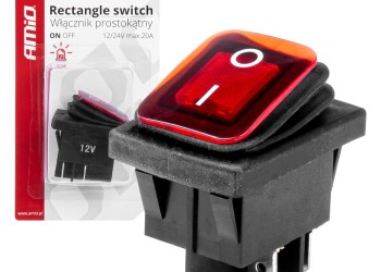 Amio - ΔΙΑΚΟΠΤΗΣ ON/OFF 4 ΕΠΑΦΩΝ 20A 12/24V ΚΟΚΚΙΝΟΣ ΦΩΤΙΣΜΟΣ ΟΡΘΟΓΩΝΙΟΣ - 1 ΤΕΜ. (03092/AM)