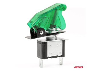 Amio - ΔΙΑΚΟΠΤΗΣ ΑΕΡΟΠΟΡΙΚΟΥ ΤΥΠΟΥ 2 ΘΕΣΕΩΝ ΜΕ ΠΡΑΣΙΝΟ ΚΑΠΑΚΙ & ΦΩΣ LED 12-24V - 1 TEM. (03093/AM)