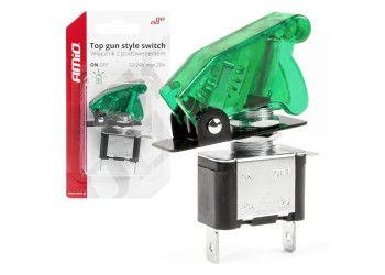 Amio - ΔΙΑΚΟΠΤΗΣ ΑΕΡΟΠΟΡΙΚΟΥ ΤΥΠΟΥ 2 ΘΕΣΕΩΝ ΜΕ ΠΡΑΣΙΝΟ ΚΑΠΑΚΙ & ΦΩΣ LED 12-24V - 1 TEM. (03093/AM)