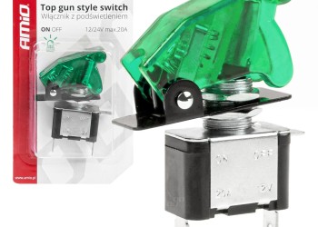 Amio - ΔΙΑΚΟΠΤΗΣ ΑΕΡΟΠΟΡΙΚΟΥ ΤΥΠΟΥ 2 ΘΕΣΕΩΝ ΜΕ ΠΡΑΣΙΝΟ ΚΑΠΑΚΙ & ΦΩΣ LED 12-24V - 1 TEM. (03093/AM)