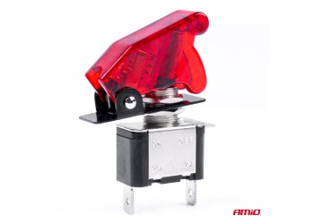 Amio - ΔΙΑΚΟΠΤΗΣ ΑΕΡΟΠΟΡΙΚΟΥ ΤΥΠΟΥ 2 ΘΕΣΕΩΝ ΜΕ ΚΟΚΚΙΝΟ ΚΑΠΑΚΙ & ΦΩΣ LED 12-24V - 1 TEM. (03095/AM)