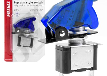 Amio - ΔΙΑΚΟΠΤΗΣ ΑΕΡΟΠΟΡΙΚΟΥ ΤΥΠΟΥ 2 ΘΕΣΕΩΝ ΜΕ ΜΠΛΕ ΚΑΠΑΚΙ & ΦΩΣ LED 12-24V - 1 TEM. (03096/AM)