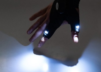 Amio - ΓΑΝΤΙΑ ΧΕΙΡΟΣ ΓΙΑ 2 ΔΑΧΤΥΛΑ ΜΕ 2 LED ΕΛΑΣΤΙΚΑ ΑΔΙΑΒΡΟΧΑ ΣΕ ΜΑΥΡΟ ΧΡΩΜΑ - 2 TEM. (03107/AM)