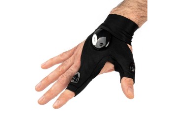 Amio - ΓΑΝΤΙΑ ΧΕΙΡΟΣ ΓΙΑ 2 ΔΑΧΤΥΛΑ ΜΕ 2 LED ΕΛΑΣΤΙΚΑ ΑΔΙΑΒΡΟΧΑ ΣΕ ΜΑΥΡΟ ΧΡΩΜΑ - 2 TEM. (03107/AM)