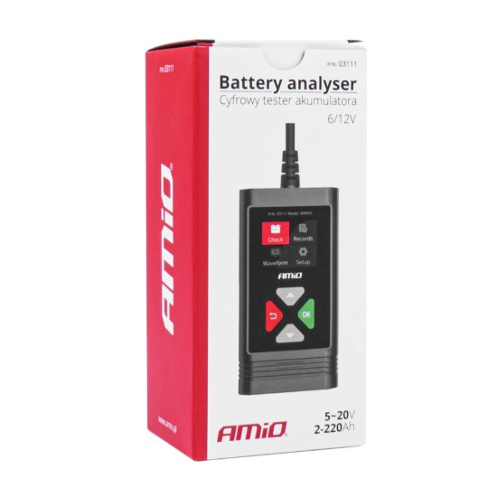 Amio - ΤΕΣΤΕΡ ΜΠΑΤΑΡΙΑΣ ΨΗΦΙΑΚΟ (ΜΕΤΡΗΤΗΣ ΤΑΣΗΣ) 6/12V 2>220Ah - 1 TEM. (03111/AM)