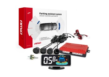 Amio - ΣΥΣΤΗΜΑ ΠΑΡΚΑΡΙΣΜΑΤΟΣ 12V ΜΕ 4 ΑΙΣΘΗΤΗΡΕΣ ΣΕ ΜΑΥΡΟ ΧΡΩΜΑ 21,5mm ΜΕ BUZZER (ΗΧΟ) ΚΑΙ ΟΘΟΝΗ LED 3D - 1 τεμ. (03185/AM)