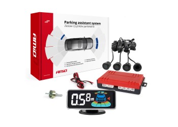 Amio - ΣΥΣΤΗΜΑ ΠΑΡΚΑΡΙΣΜΑΤΟΣ 12V ΜΕ 4 ΑΙΣΘΗΤΗΡΕΣ ΣΕ ΜΑΥΡΟ ΧΡΩΜΑ 18mm ΜΕ BUZZER (ΗΧΟ) ΚΑΙ ΟΘΟΝΗ LED 3D - 1 τεμ. (03186/AM)