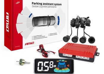 Amio - ΣΥΣΤΗΜΑ ΠΑΡΚΑΡΙΣΜΑΤΟΣ 12V ΜΕ 4 ΑΙΣΘΗΤΗΡΕΣ ΣΕ ΜΑΥΡΟ ΧΡΩΜΑ 18mm ΜΕ BUZZER (ΗΧΟ) ΚΑΙ ΟΘΟΝΗ LED 3D - 1 τεμ. (03186/AM)