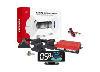 Amio - ΣΥΣΤΗΜΑ ΠΑΡΚΑΡΙΣΜΑΤΟΣ TRUCK (ΦΟΡΤΗΓΟΥ)12V ΜΕ 4 ΑΙΣΘΗΤΗΡΕΣ (ΜΑΥΡΟ) 19mm BUZZER & ΟΘΟΝΗ LED 3D - 1 ΤΕΜ. (03189/AM)