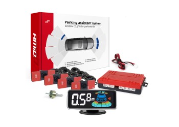 Amio - ΣΥΣΤΗΜΑ ΠΑΡΚΑΡΙΣΜΑΤΟΣ 12V ΜΕ 4 ΑΙΣΘΗΤΗΡΕΣ ΣΕ MAYΡΟ ΧΡΩΜΑ ΕΣΩΤΕΡΙΚΗΣ ΤΟΠΟΘΕΤΗΣΗΣ 16,5mm ΜΕ BUZZER (ΗΧΟ) ΚΑΙ ΟΘΟΝΗ LED 3D - 1 τεμ. (03190/AM)