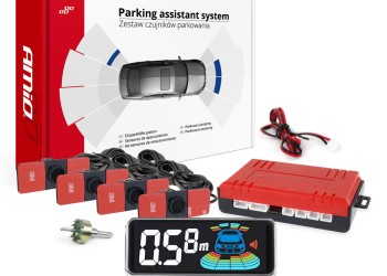 Amio - ΣΥΣΤΗΜΑ ΠΑΡΚΑΡΙΣΜΑΤΟΣ 12V ΜΕ 4 ΑΙΣΘΗΤΗΡΕΣ ΣΕ MAYΡΟ ΧΡΩΜΑ ΕΣΩΤΕΡΙΚΗΣ ΤΟΠΟΘΕΤΗΣΗΣ 16,5mm ΜΕ BUZZER (ΗΧΟ) ΚΑΙ ΟΘΟΝΗ LED 3D - 1 τεμ. (03190/AM)