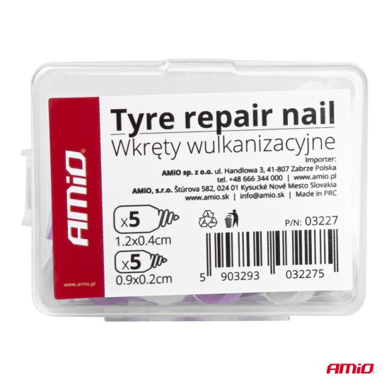 Amio - ΚΙΤ ΕΠΙΔΙΟΡΘΩΣΗΣ ΕΛΑΣΤΙΚΩΝ ΜΕ ΒΙΔΕΣ ΑΠΟ ΚΑΟΥΤΣΟΥΚ (1,2x0,4cm/0,9x0,2cm) - 10 TEM. (03227/AM)