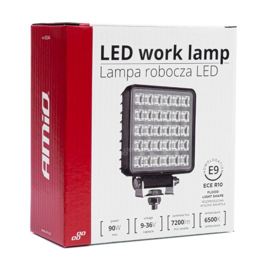 Amio - ΠΡΟΒΟΛΕΑΣ ΕΡΓΑΣΙΑΣ WORKING LAMP LED 30xSMD 90W 9-36V 7200lm 6500K 110x110x45mm AWL33 - 1ΤΕΜ. (03244/AM)