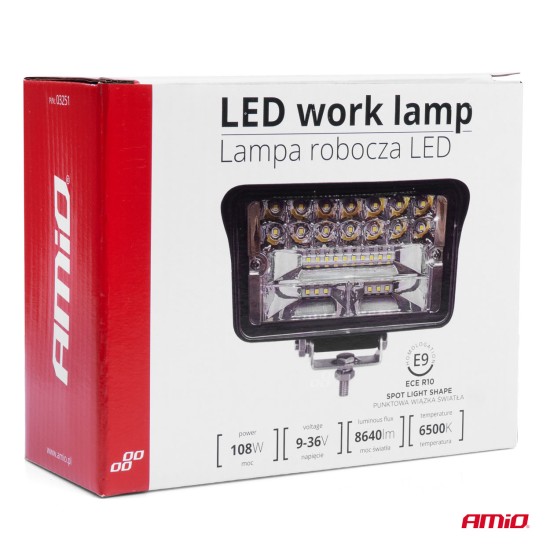 Amio - ΠΡΟΒΟΛΕΑΣ ΕΡΓΑΣΙΑΣ WORKING LAMP 36xSMD 108W 9-36V 150x95x60mm AWL42 - 1 TEM. (03251/AM)