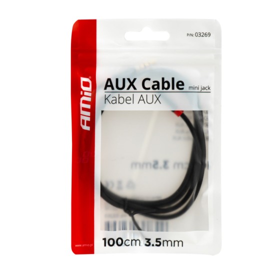Amio - ΚΑΛΩΔΙΟ ΣΥΝΔΕΣΗΣ AUX MINI JACK>JACK 3,5mm 100cm - 1 TEM. (03269/AM)