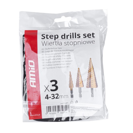 Amio - ΤΡΥΠΑΝΙΑ ΚΩΝΙΚΑ ΤΙΤΑΝΙΟΥ (HSS) 4-12mm/4-20mm/4-32mm - 3 TEM. (03271/AM)