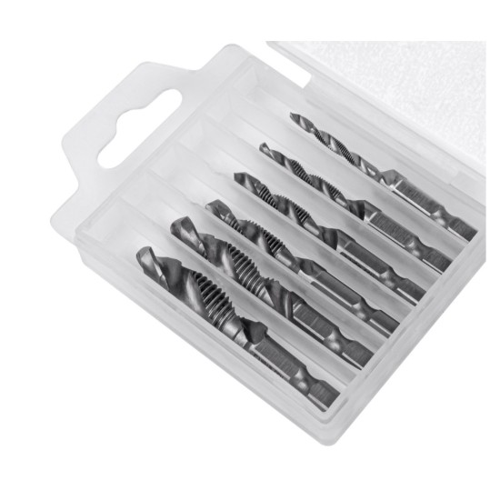 Amio - ΤΡΥΠΑΝΙΑ ΣΕΤ ΜΕ ΣΠΕΙΡΩΜΑ M3>M10 ΕΞΑΓΩΝΑ 1/4' (6,35 mm) - 6 TEM. (03272/AM)