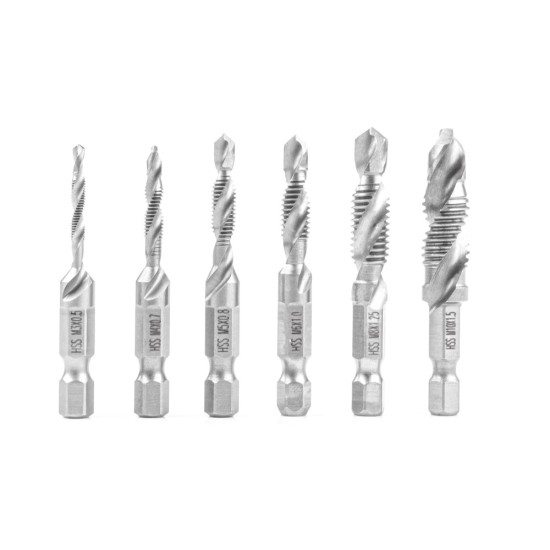 Amio - ΤΡΥΠΑΝΙΑ ΣΕΤ ΜΕ ΣΠΕΙΡΩΜΑ M3>M10 ΕΞΑΓΩΝΑ 1/4' (6,35 mm) - 6 TEM. (03272/AM)