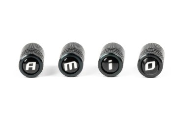 Amio - ΚΑΠΑΚΙΑ ΒΑΛΒΙΔΩΝ ΑΛΟΥΜΙΝΙΟΥ ΣΕ ΜΑΥΡΟ ΧΡΩΜΑ ΜΕ ΛΟΓΟΤΥΠΟ - 4 ΤΕΜ. (03277/AM)