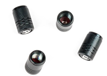 Amio - ΚΑΠΑΚΙΑ ΒΑΛΒΙΔΩΝ ΑΛΟΥΜΙΝΙΟΥ ΣΕ ΜΑΥΡΟ ΧΡΩΜΑ ΜΕ ΛΟΓΟΤΥΠΟ - 4 ΤΕΜ. (03277/AM)