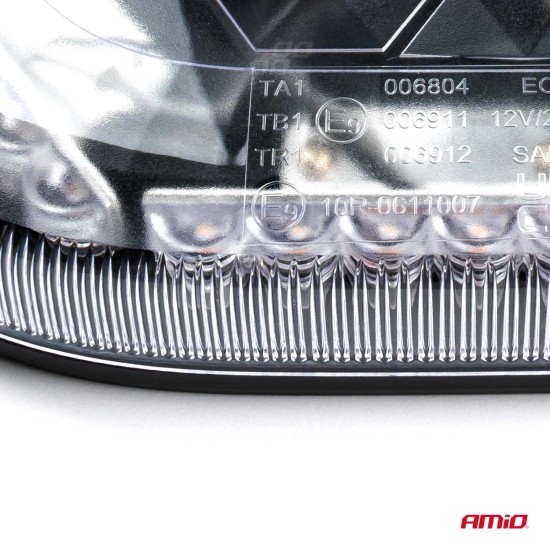 Amio - ΦΑΡΟΣ/ΜΠΑΡΑ MINI 12/24V 48SMD LED ΠΟΡΤΟΚΑΛΙ ΜΕ ΦΙΣ ΑΝΑΠΤΗΡΑ & ΜΑΓΝΗΤΙΚΗ ΒΑΣΗ 328x186x50mm - 1 ΤΕΜ. (03336/AM)