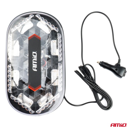 Amio - ΦΑΡΟΣ/ΜΠΑΡΑ MINI 12/24V 48SMD LED ΠΟΡΤΟΚΑΛΙ ΜΕ ΦΙΣ ΑΝΑΠΤΗΡΑ & ΜΑΓΝΗΤΙΚΗ ΒΑΣΗ 328x186x50mm - 1 ΤΕΜ. (03336/AM)