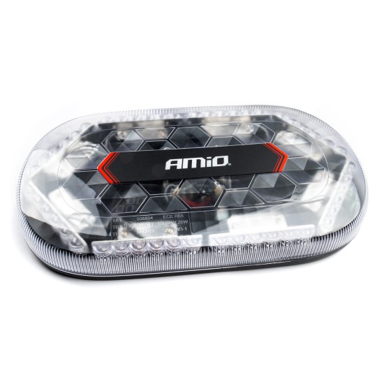 Amio - ΦΑΡΟΣ/ΜΠΑΡΑ MINI 12/24V 48SMD LED ΠΟΡΤΟΚΑΛΙ ΜΕ ΦΙΣ ΑΝΑΠΤΗΡΑ & ΜΑΓΝΗΤΙΚΗ ΒΑΣΗ 328x186x50mm - 1 ΤΕΜ. (03336/AM)
