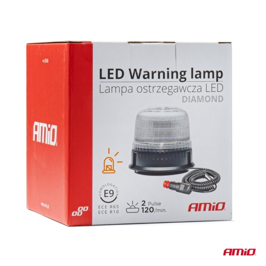 Amio - ΦΑΡΟΣ DIAMONT W25M ΜΕ ΛΕΥΚΟ ΚΑΠΑΚΙ 12/24V 24xSMD LED ΠΟΡΤΟΚΑΛΙ ΜΑΓΝΗΤΙΚΟΣ ΦΙΣ ΑΝΑΠΤΗΡΑ 131x126mm - 1 ΤΕΜ. (03340/AM)