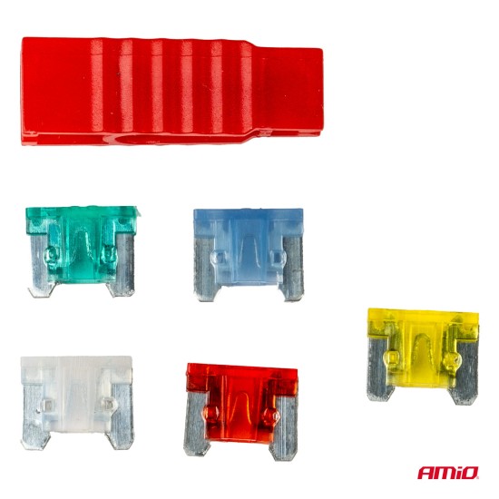 Amio - ΑΣΦΑΛΕΙΕΣ MICRO ΜΕ ΕΡΓΑΛΕΙΟ ΑΦΑΙΡΕΣΗΣ LOW PROFILE ΚΑΡΤΕΛΑ (10A/15A/20A/25A/30A ) - 5 ΤΕΜ. (03377/AM)