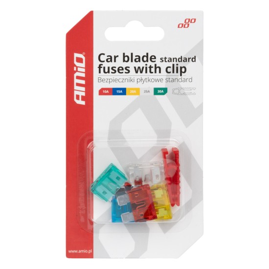 Amio - ΑΣΦΑΛΕΙΕΣ STANDARD BLADE (ΜΑΧΑΙΡΩΤΕΣ) & ΕΡΓΑΛΕΙΟ ΑΦΑΙΡΕΣΗΣ ΚΑΡΤΕΛΑ (10A/15A/ 20A/25A/30A) - 5 ΤΕΜ. (03380/AM)