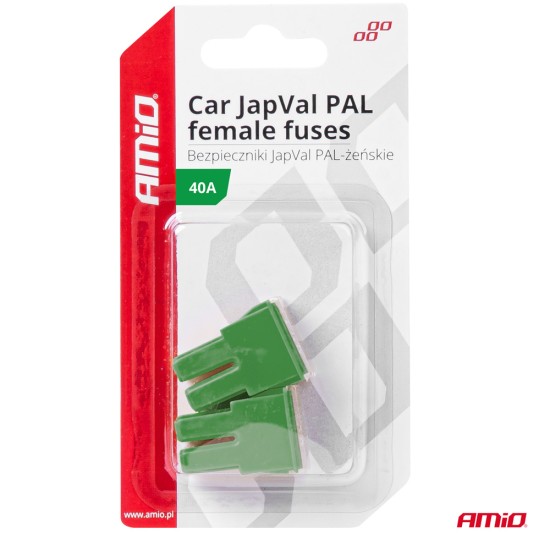 Amio - ΑΣΦΑΛΕΙΕΣ JapVal PAL ΘΗΛΥΚΕΣ 40A ΣΕ ΠΡΑΣΙΝΟ ΧΡΩΜΑ - 2 Τεμ. (03390/AM)