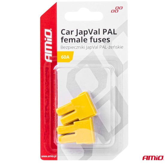 Amio - ΑΣΦΑΛΕΙΕΣ JapVal PAL ΘΗΛΥΚΕΣ 60A ΣΕ ΚΙΤΡΙΝΟ ΧΡΩΜΑ - 2 Τεμ. (03392/AM)