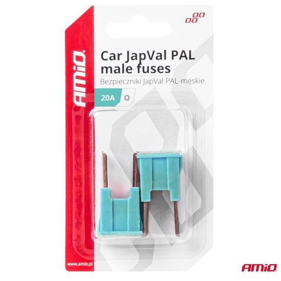 Amio - ΑΣΦΑΛΕΙΕΣ JapVal PAL O ΑΡΣΕΝΙΚΕΣ 20A ΣΕ ΓΑΛΑΖΙΟ ΧΡΩΜΑ - 2 Τεμ. (03396/AM)